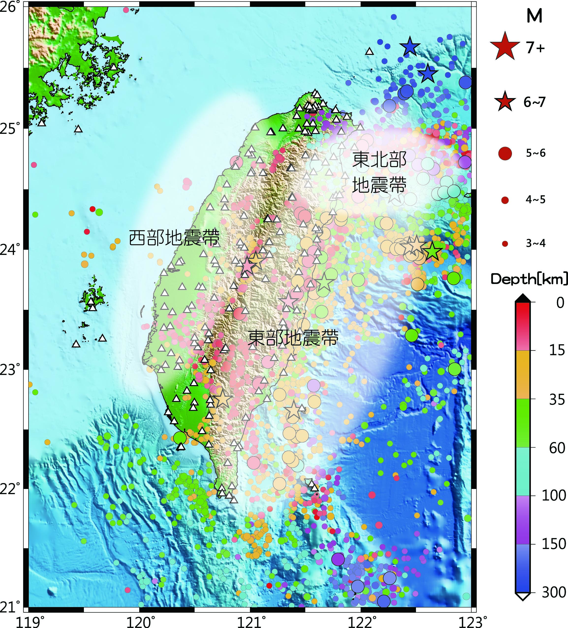 臺灣地震帶分布圖