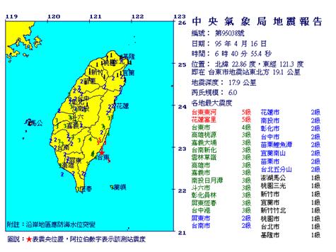 2006年4月16日臺東地震之正式報告