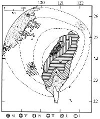 新竹－臺中地震等震度分佈圖