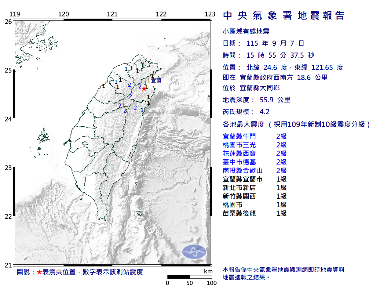 近期地震報告圖