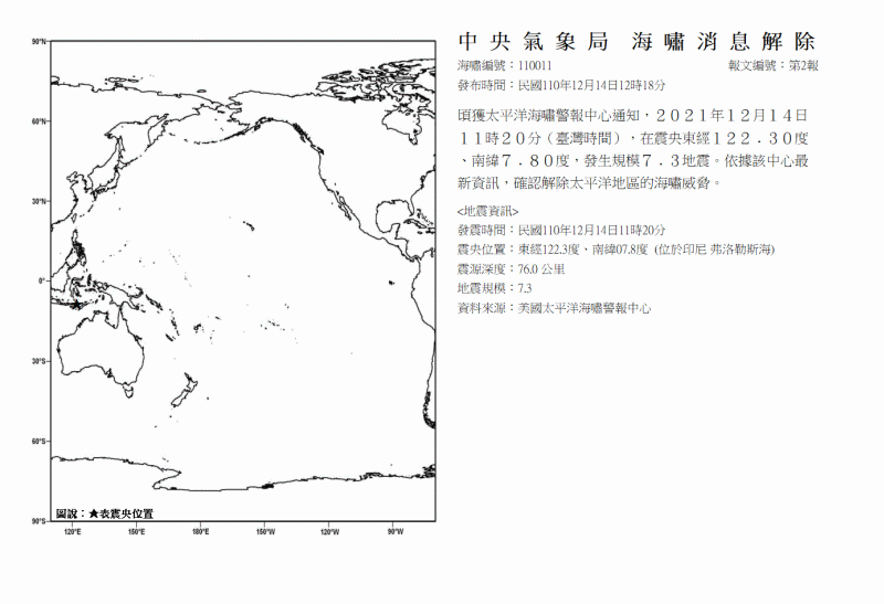 海嘯消息發布圖