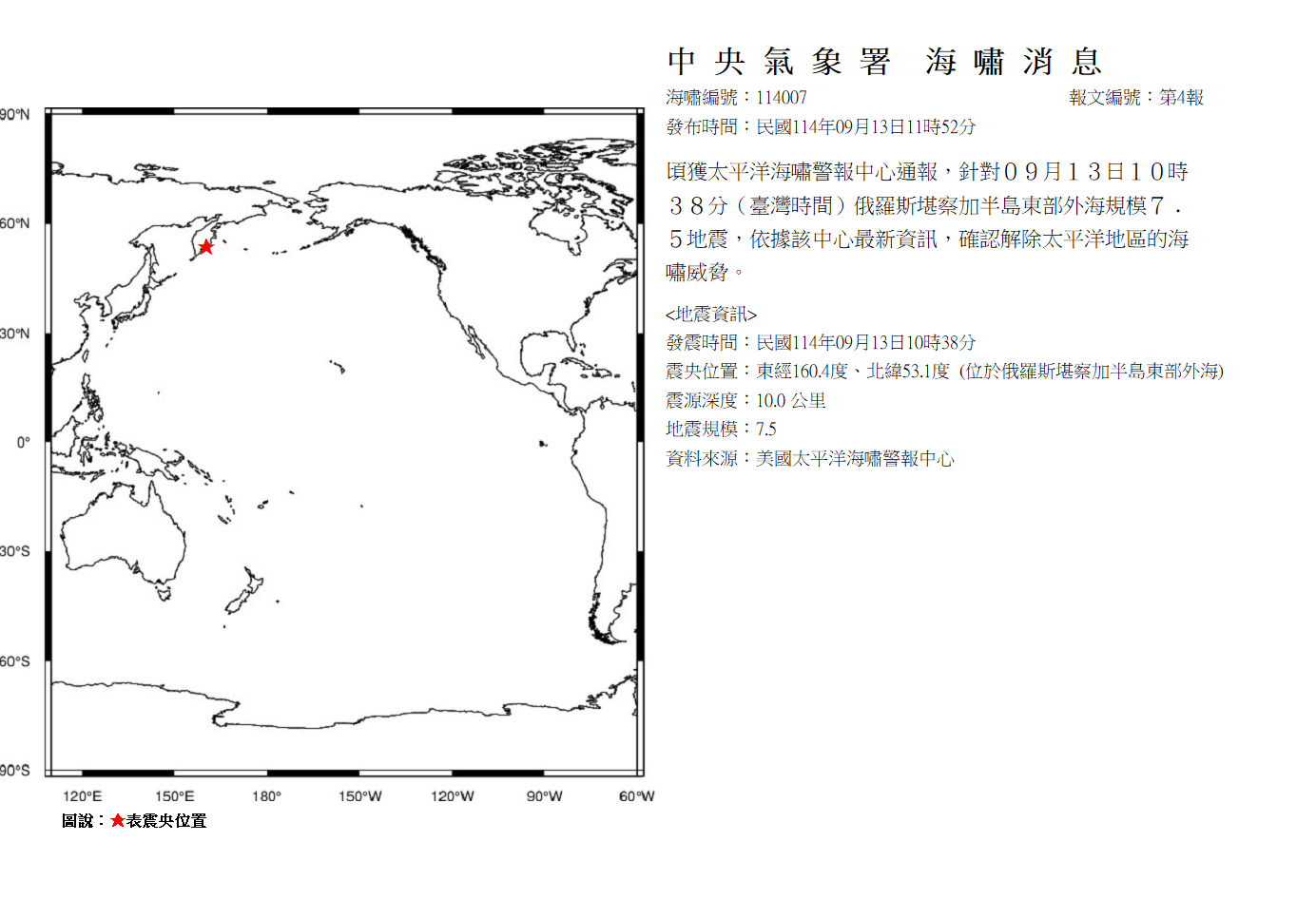 海嘯消息發布圖