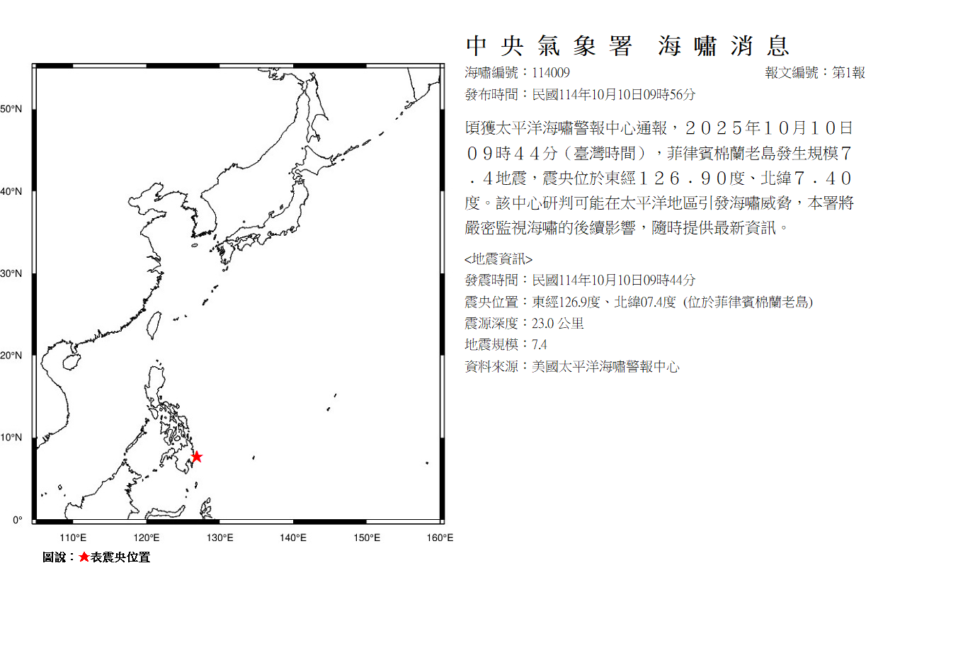 海嘯消息發布圖