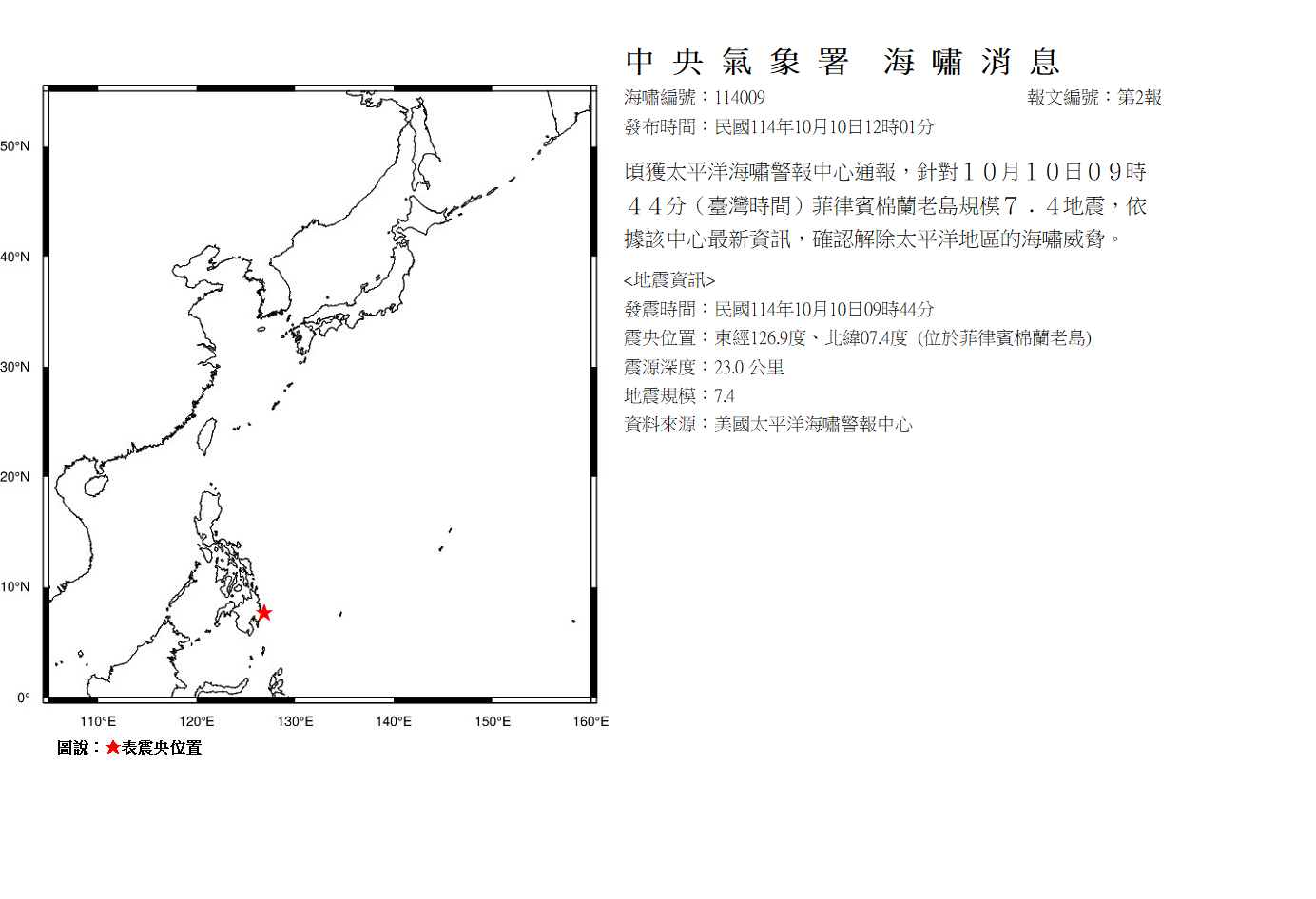 海嘯消息發布圖
