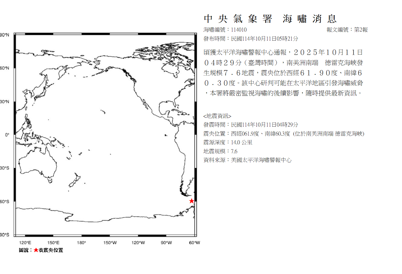海嘯消息發布圖