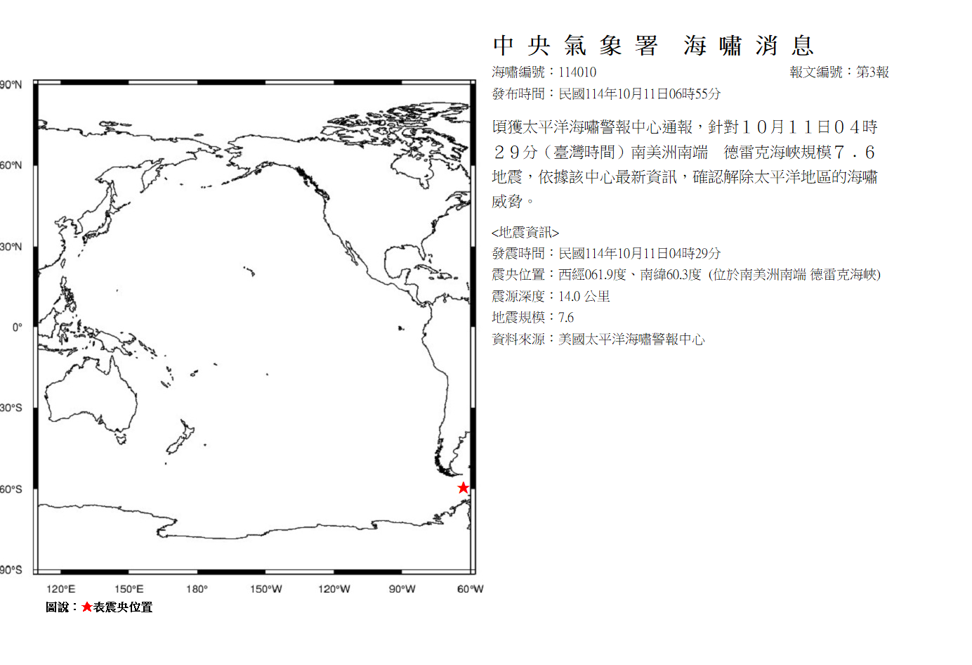 海嘯消息發布圖
