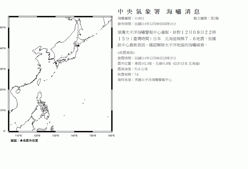 海嘯消息發布圖
