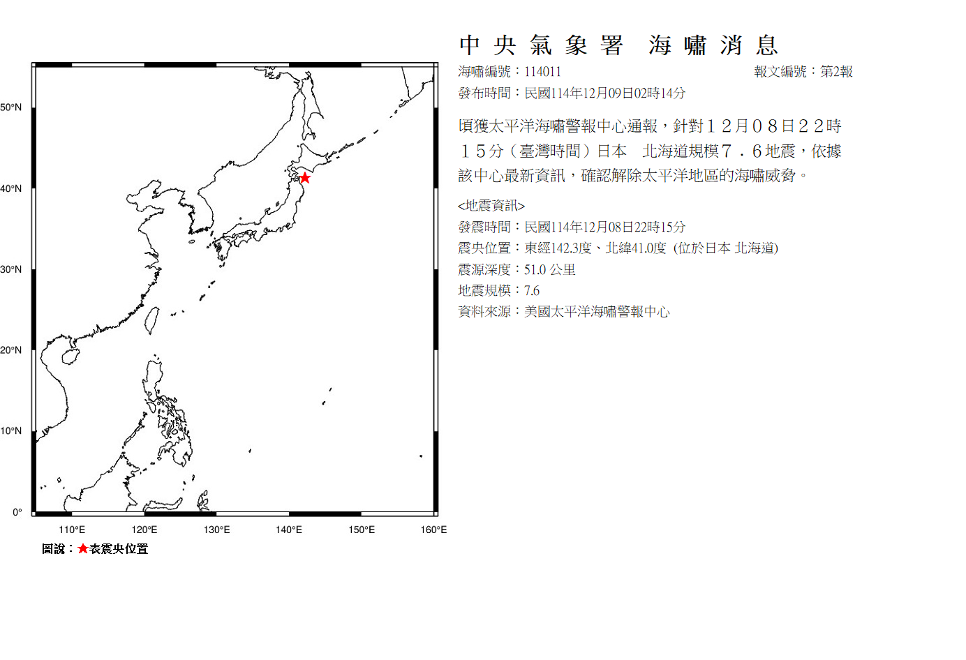 海嘯消息發布圖