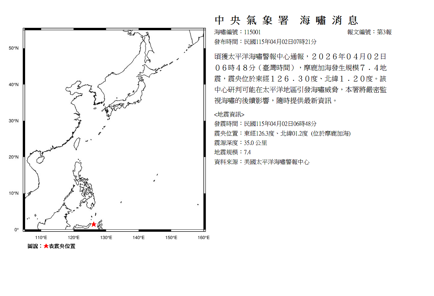 海嘯消息發布圖