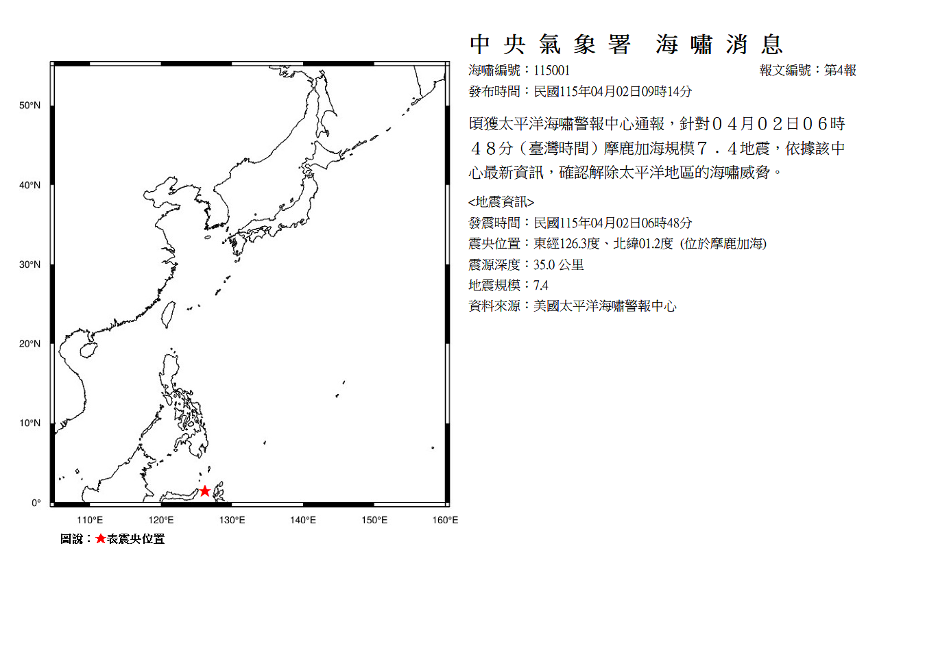 海嘯消息發布圖