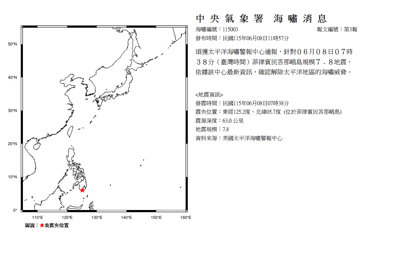 海嘯消息發布圖