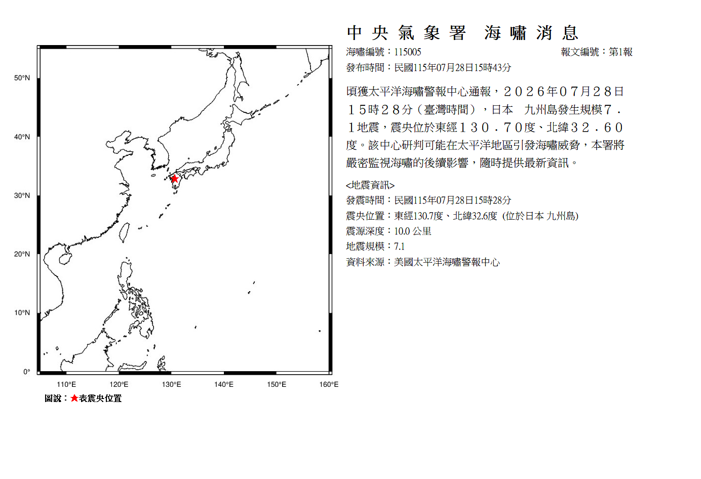 海嘯消息發布圖