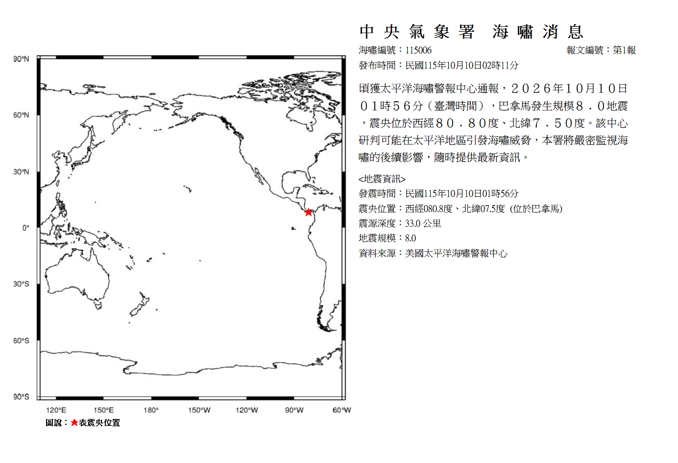 海嘯消息發布圖