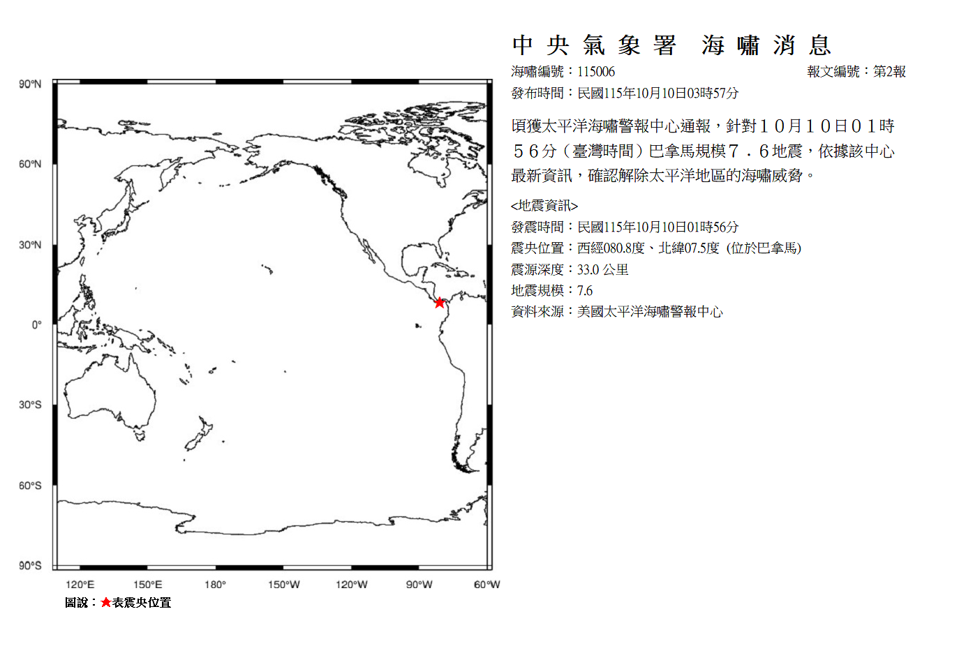 海嘯消息發布圖