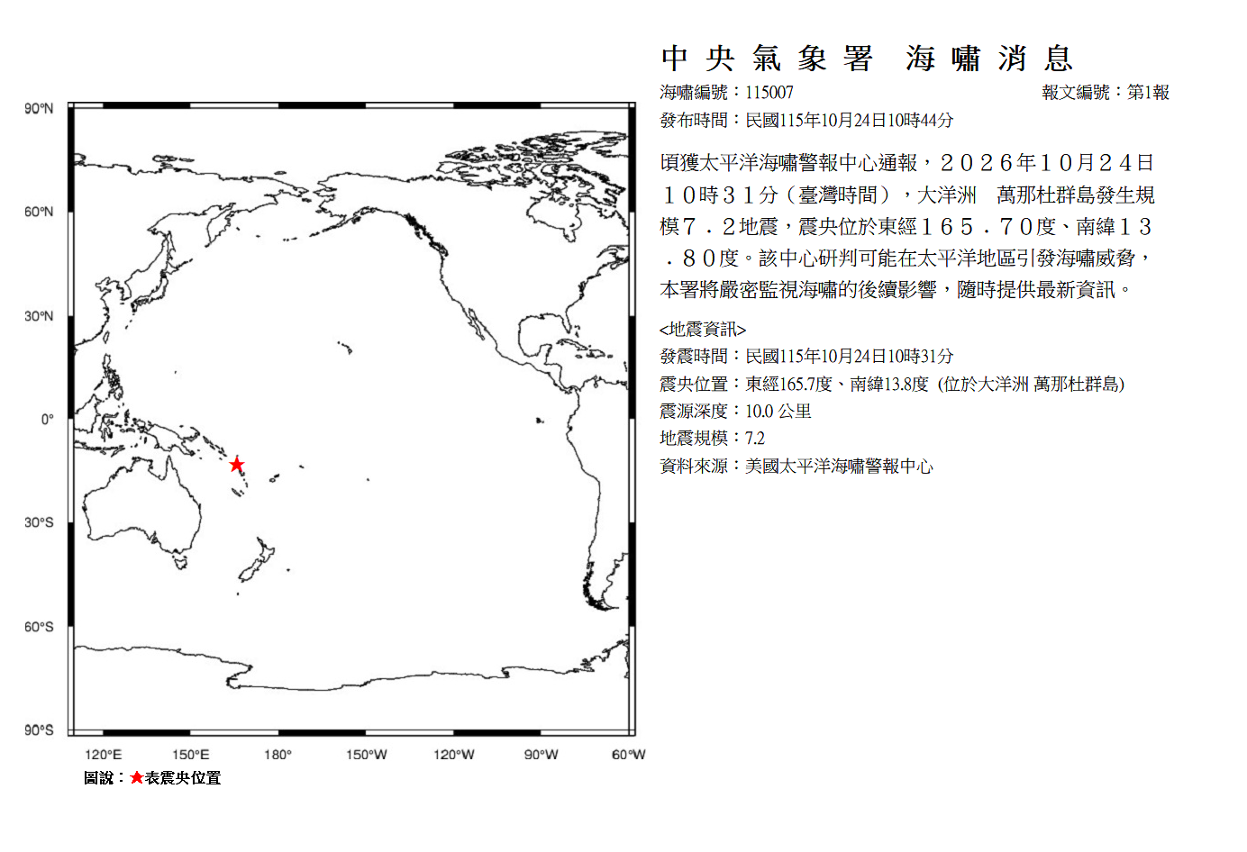 海嘯消息發布圖