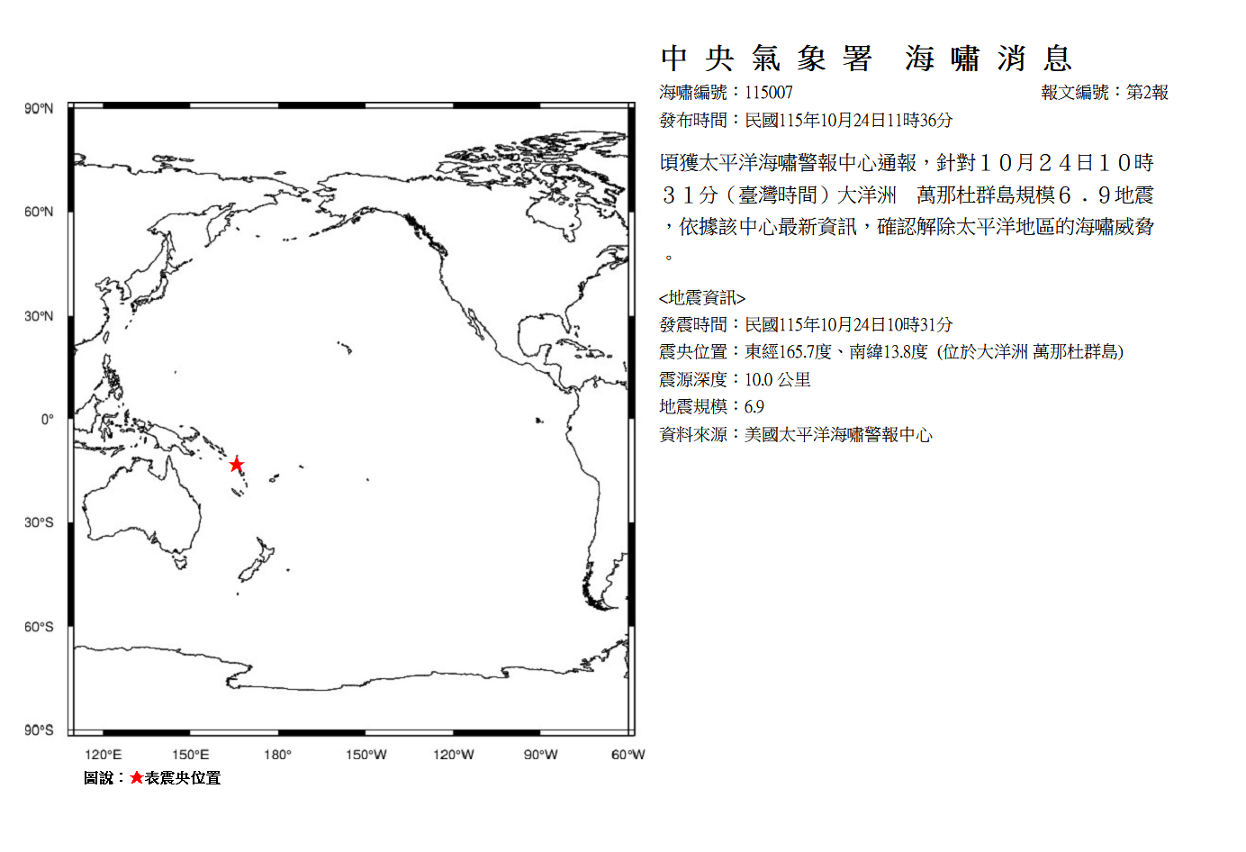 海嘯消息發布圖